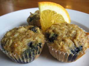 Oatmeal, Blueberry and Orange Muffins
